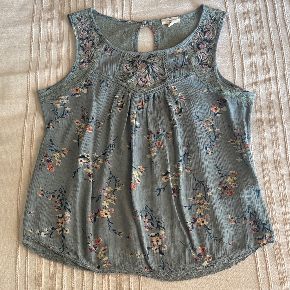 Mason Blue Floral Embroidered Blouse